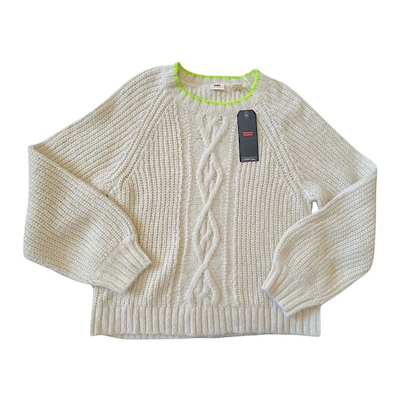 Levi's Ava Cable Knit Sweater in Almond Milk (off white, ivory)  size L, NWT - Picture 7 of 12